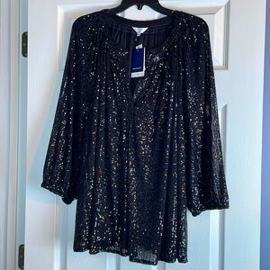 NEW CROWN AND IVEY SEQUINED WOMENS LINED BLOUSE